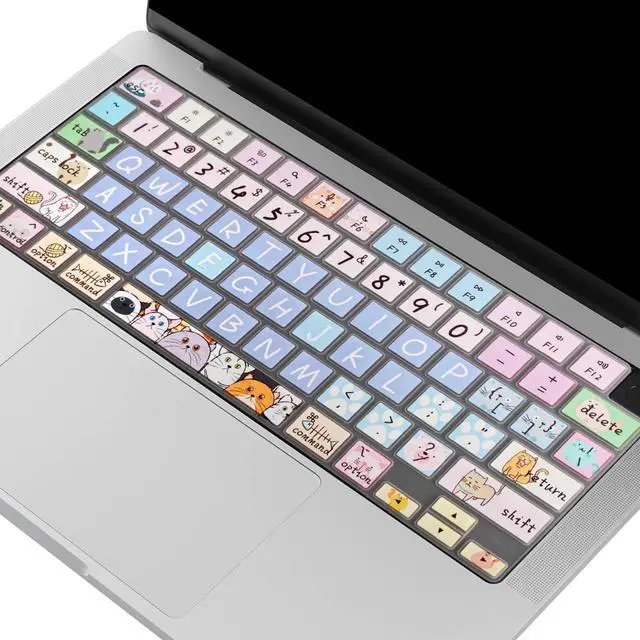 Alt view image 6 of 7 - Keyboard Cover Skin for 2021-2024 MacBook Pro 14/16 (A2442 A2485 A3112 A3401 A3403 A2992 A2779 A2780 A2991 A2918 M1/M2/M3 M4) & MacBook Air 13.6''/15'' (A2681 A3113 A2941 A3114),Cute Cat