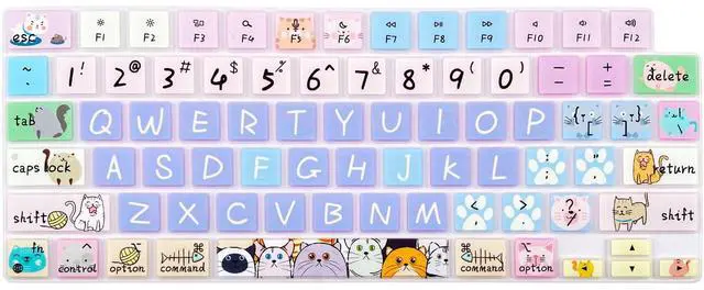 Main image of Keyboard Cover Skin for 2021-2024 MacBook Pro 14/16 (A2442 A2485 A3112 A3401 A3403 A2992 A2779 A2780 A2991 A2918 M1/M2/M3 M4) & MacBook Air 13.6''/15'' (A2681 A3113 A2941 A3114),Cute Cat