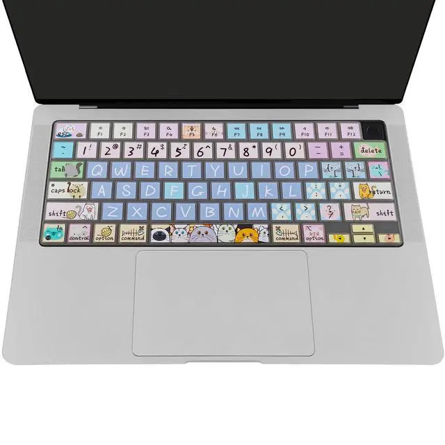 Alt view image 7 of 7 - Keyboard Cover Skin for 2021-2024 MacBook Pro 14/16 (A2442 A2485 A3112 A3401 A3403 A2992 A2779 A2780 A2991 A2918 M1/M2/M3 M4) & MacBook Air 13.6''/15'' (A2681 A3113 A2941 A3114),Cute Cat