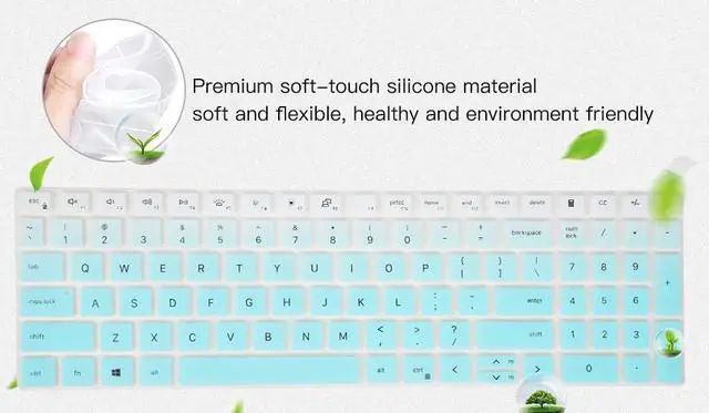 Alt view image 5 of 7 - Keyboard Cover for 2024 2023 Dell Inspiron 15 5510 5515 7510 3510 3511 3515 3520 3525 3530 3535, 2025 Dell 15 Laptop DC15250 DC15255, Dell Vostro 15 3510 5510 5515 Keyboard Protector Skin, Ombre Mint