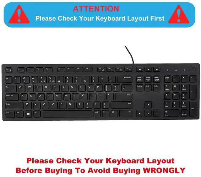 Alt view image 2 of 7 - Keyboard Cover Skin for Dell KM636 KB216 KB216t KB216d KB216p Wired & Wireless Keyboard, Dell Optiplex 5250 3050 3240 5460 7450 7050, Dell Inspiron Desktop 24" 27" 5400 5490 7700 7790 3475 3670 3477