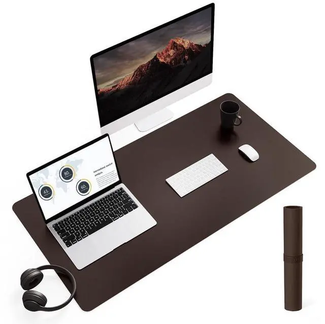 Main image of Non-Slip Leather Desk Pad L Size, Waterproof Laptop Computer Desk Keyboard Mat, Table Protector Blotter Mat, Large Mouse Pad for Office/Work/Home/Decor(Dark Brown, 35.4" x 17")