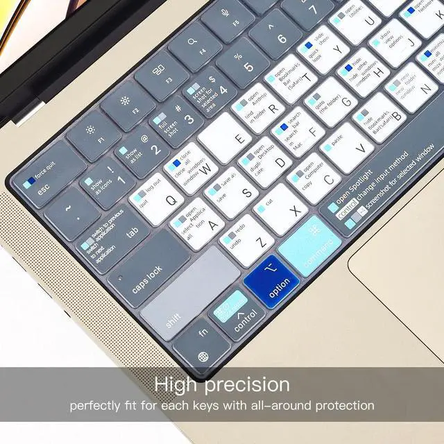 Alt view image 3 of 7 - MacBook Shortcut Keyboard Cover for 2026-2023 MacBook Air 15.3" M5 M4 M3 M2 Chip A3241 A3114 A2941/Macbook Air 13.6 M5 M4 M3 M2 A3240 A3113 A2681, Macbook Neo Shortcut Hot Keys Keyboard Protector Skin