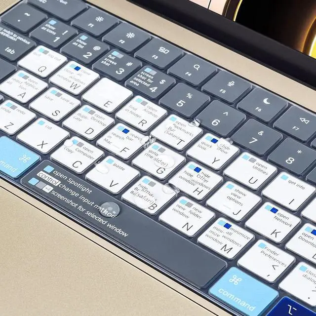 Alt view image 4 of 7 - MacBook Shortcut Keyboard Cover for 2026-2023 MacBook Air 15.3" M5 M4 M3 M2 Chip A3241 A3114 A2941/Macbook Air 13.6 M5 M4 M3 M2 A3240 A3113 A2681, Macbook Neo Shortcut Hot Keys Keyboard Protector Skin