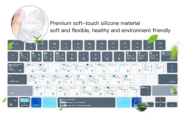 Alt view image 5 of 7 - MacBook Shortcut Keyboard Cover for 2026-2023 MacBook Air 15.3" M5 M4 M3 M2 Chip A3241 A3114 A2941/Macbook Air 13.6 M5 M4 M3 M2 A3240 A3113 A2681, Macbook Neo Shortcut Hot Keys Keyboard Protector Skin