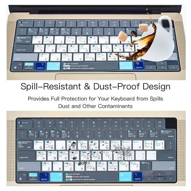 Alt view image 6 of 7 - MacBook Shortcut Keyboard Cover for 2026-2023 MacBook Air 15.3" M5 M4 M3 M2 Chip A3241 A3114 A2941/Macbook Air 13.6 M5 M4 M3 M2 A3240 A3113 A2681, Macbook Neo Shortcut Hot Keys Keyboard Protector Skin