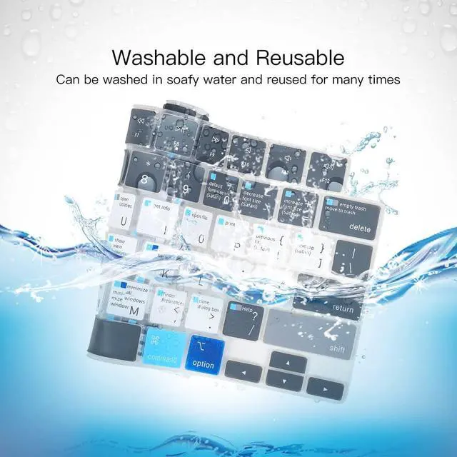 Alt view image 7 of 7 - MacBook Shortcut Keyboard Cover for 2026-2023 MacBook Air 15.3" M5 M4 M3 M2 Chip A3241 A3114 A2941/Macbook Air 13.6 M5 M4 M3 M2 A3240 A3113 A2681, Macbook Neo Shortcut Hot Keys Keyboard Protector Skin