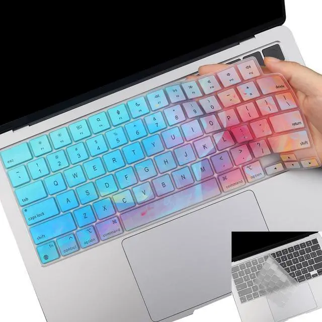 Main image of 2 Pack Keyboard Cover Skin for 2026-2023 MacBook Air 13" 15" M5 M4 M3 M2, 2026-2021 MacBook Pro 14" 16" M5 M4 M3 M2 M1 Pro/Max, 14.2" 16.2" MacBook Pro /13.6" 15.3" MacBook Air, US, Stylish Colorful