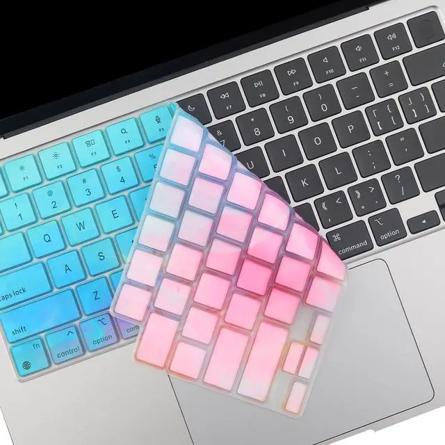 Alt view image 6 of 7 - 2 Pack Keyboard Cover Skin for 2026-2023 MacBook Air 13" 15" M5 M4 M3 M2, 2026-2021 MacBook Pro 14" 16" M5 M4 M3 M2 M1 Pro/Max, 14.2" 16.2" MacBook Pro /13.6" 15.3" MacBook Air, US, Stylish Colorful