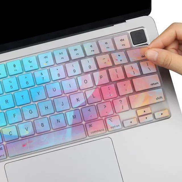 Alt view image 4 of 7 - 2 Pack Keyboard Cover Skin for 2026-2023 MacBook Air 13" 15" M5 M4 M3 M2, 2026-2021 MacBook Pro 14" 16" M5 M4 M3 M2 M1 Pro/Max, 14.2" 16.2" MacBook Pro /13.6" 15.3" MacBook Air, US, Stylish Colorful