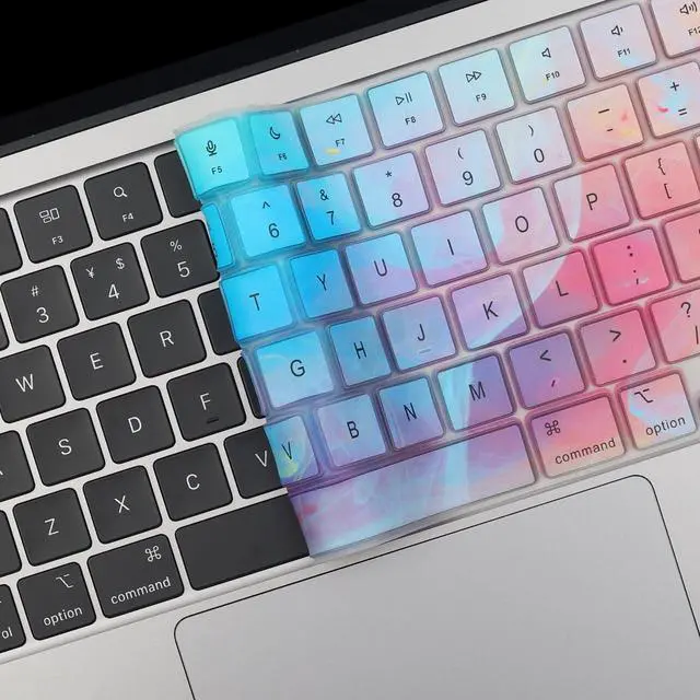 Alt view image 5 of 7 - 2 Pack Keyboard Cover Skin for 2026-2023 MacBook Air 13" 15" M5 M4 M3 M2, 2026-2021 MacBook Pro 14" 16" M5 M4 M3 M2 M1 Pro/Max, 14.2" 16.2" MacBook Pro /13.6" 15.3" MacBook Air, US, Stylish Colorful