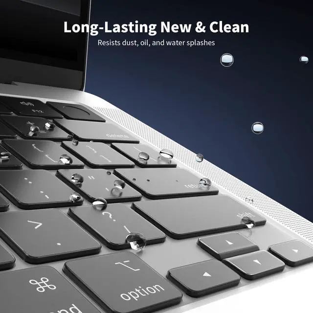 Alt view image 3 of 7 - Ultra Thin Keyboard Cover for 2025-2021 M5/M4/M3/M2/M1 Pro/Max MacBook Pro 14/16, M5-M2 MacBook Air 13/15, MacBook Neo, Premium TPU Keyboard Protector - Clear
