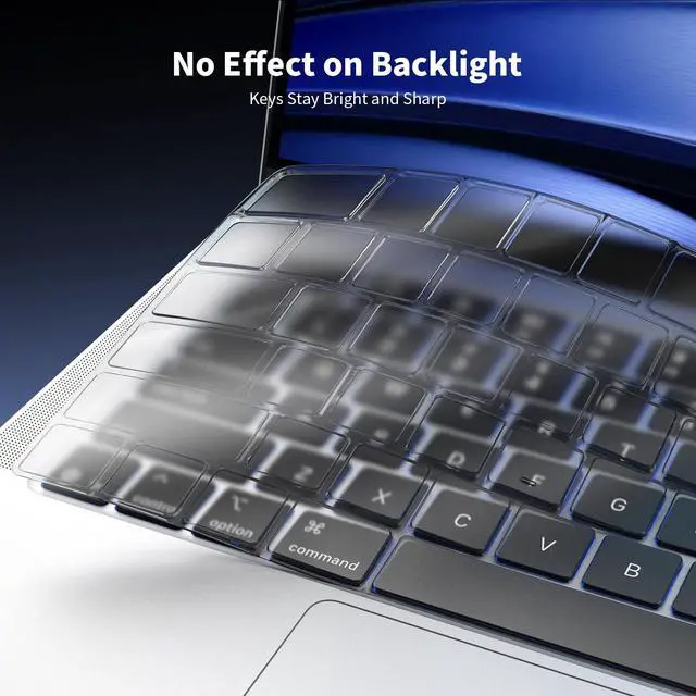 Alt view image 5 of 7 - Ultra Thin Keyboard Cover for 2025-2021 M5/M4/M3/M2/M1 Pro/Max MacBook Pro 14/16, M5-M2 MacBook Air 13/15, MacBook Neo, Premium TPU Keyboard Protector - Clear