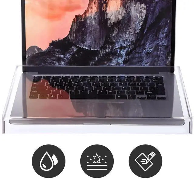 Alt view image 3 of 7 - Transparent Acrylic Keyboard Protector Cover Dust Hood for Laptop and Desktop 13.77X9.84 Inch Waterproof Scratch Resistant Keyboard Dust Cover