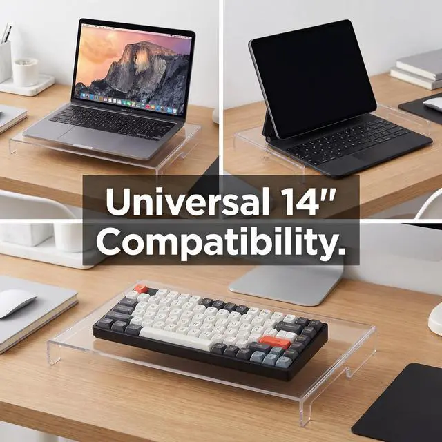 Alt view image 5 of 7 - 14inch Laptop Keyboard Cover Clear Acrylic Laptop Dust Cover Cat Keyboard Protector Waterproof Computer Case Desktop Protective Accessories for Home School Office (13.8 * 9.8 * 0.6 Inch)