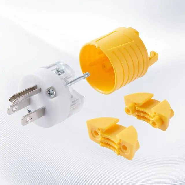 Alt view image 4 of 6 - Extension Cord Ends Male and Female 1 Set, 15 Amp 125 Volt NEMA 5-15 Heavy Duty Replacement Plug and Connector Set, 2P 3W Industrial Grade 3-Prong Straight Blade Grounding Type, ETL Listed