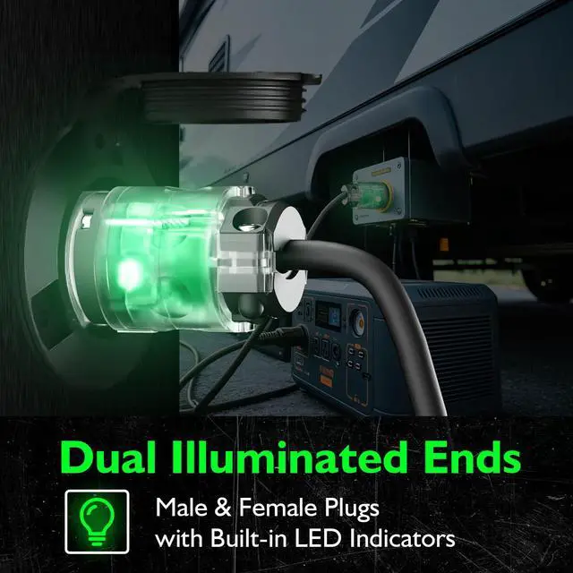 Alt view image 5 of 7 - 1 Set Lighted Extension Cord Ends, 15A 125V Extension Cord Replacement Ends 3 Prong, NEMA 5-15P & 5-15R , Male & Female Repair Kit for Generator, RV, Welding Equipment, UL Listed, Black