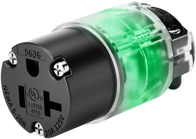 Main image of 1 Pack 20 Amp Lighted Female Connector Extension Cord Repair Female End, Straight Blade Cord End Replacement, 20 Amp 125Volt, NEMA 5-20R, 2 Pole 3Wire Grounding,UL-Listed