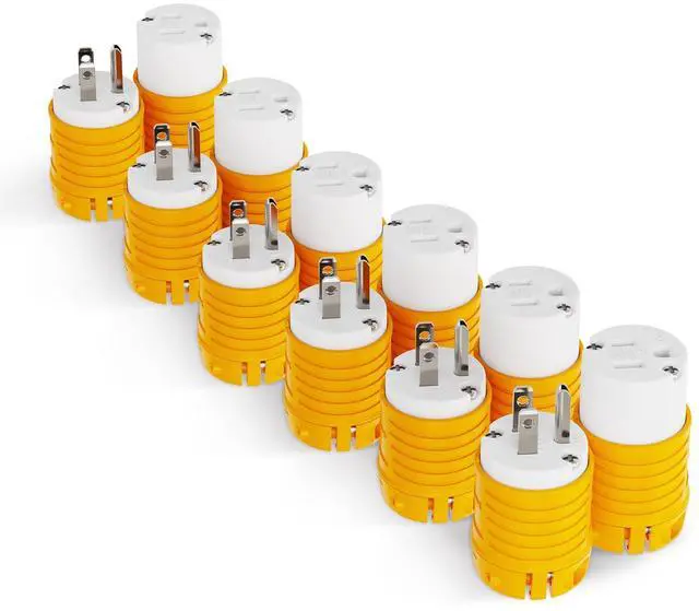 Main image of Extension Cord Ends Male & Female Plug 6 Set, NEMA 5-15P& 5-15R