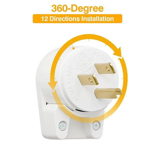 Alt view image 2 of 7 - Nema 5-15P Plug, ETL Listed 15A 125V Adjustable Plug