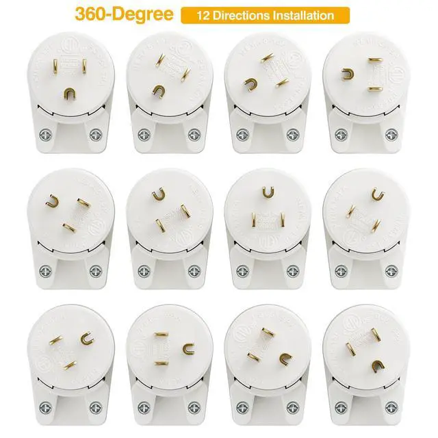 Alt view image 4 of 7 - Nema 5-15P Plug, ETL Listed 15A 125V Adjustable Plug