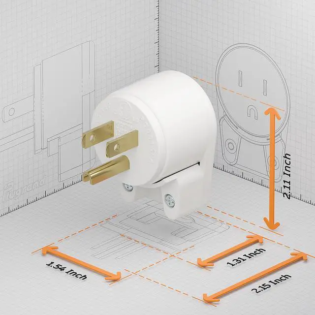 Alt view image 5 of 7 - Nema 5-15P Plug, ETL Listed 15A 125V Adjustable Plug