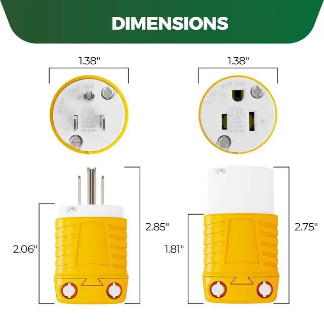 Alt view image 3 of 6 - Extension Cord Ends Male & Female Plug 6 Set, NEMA 5-15P& 5-15R