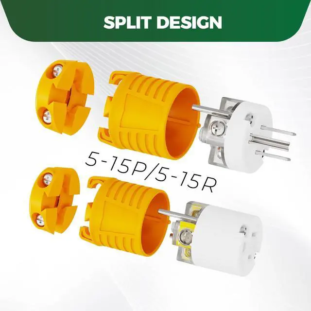 Alt view image 5 of 6 - Extension Cord Ends Male & Female Plug 6 Set, NEMA 5-15P& 5-15R