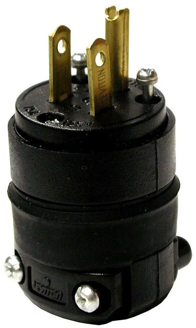 Main image of 515PR 15 Amp Rubber Plug Grounded 125 Volt, 10-Pack, Black