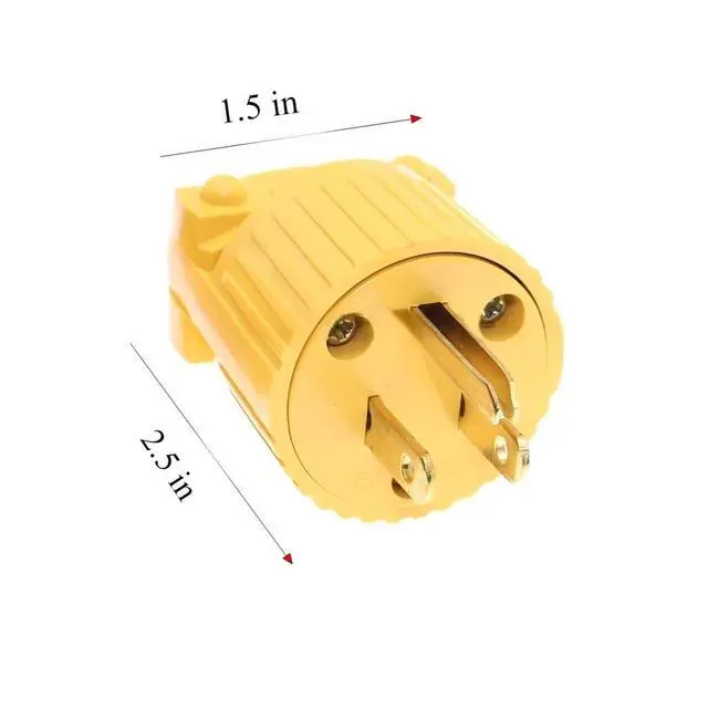 Alt view image 3 of 7 - Electrical Replacement Plug and Connector Set, 15 Amp 125V, NEMA 5-15P and 5-15R, Yellow Shell 2Pole 3Wire Straight Blade Grounding Type, Extension Cord Ends, Male and Female, UL Listed