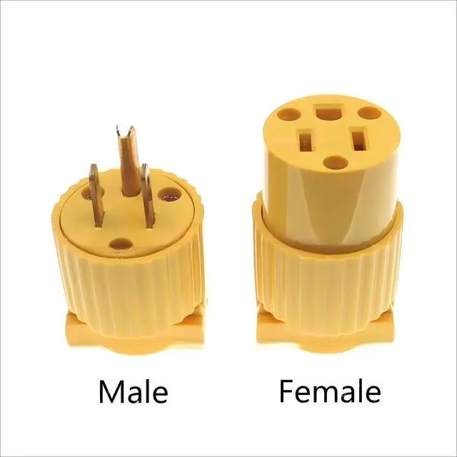 Alt view image 5 of 7 - Electrical Replacement Plug and Connector Set, 15 Amp 125V, NEMA 5-15P and 5-15R, Yellow Shell 2Pole 3Wire Straight Blade Grounding Type, Extension Cord Ends, Male and Female, UL Listed