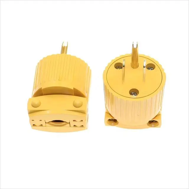Alt view image 7 of 7 - Electrical Replacement Plug and Connector Set, 15 Amp 125V, NEMA 5-15P and 5-15R, Yellow Shell 2Pole 3Wire Straight Blade Grounding Type, Extension Cord Ends, Male and Female, UL Listed