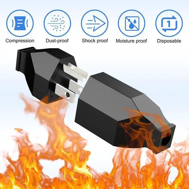 Alt view image 5 of 7 - Electrical Replacement Plug Ends, Extension Cord Ends 125V 15A 2Pole 3Wire Male & Female Connectors (Male and Female Set)