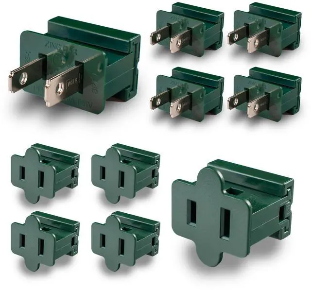 Main image of Green SPT-1 Vampire Plug Combo Pack | Male & Female Slip-On Connectors for Zip Cords, UL Listed, 125V/8A, Indoor/Outdoor Use (10)