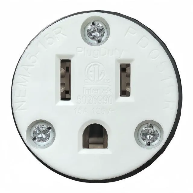 Alt view image 4 of 7 - Nema 5-15R Female Connector, ETL Verified 15AMP/125VOLT,15A Straight Receptacle, 3-Prong Connector, 15A AC Industrial Grade Cord Socket (Black &White, 2)