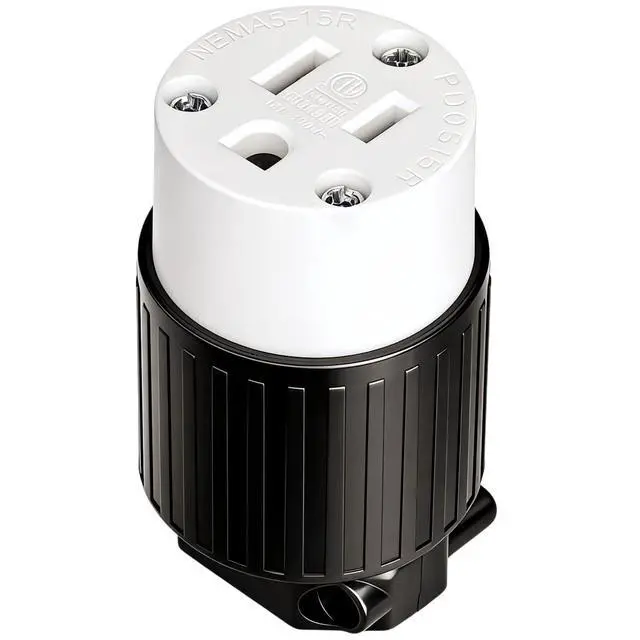 Alt view image 7 of 7 - Nema 5-15R Female Connector, ETL Verified 15AMP/125VOLT,15A Straight Receptacle, 3-Prong Connector, 15A AC Industrial Grade Cord Socket (Black &White, 2)