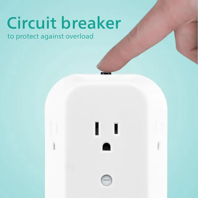 Alt view image 5 of 6 - 6-Outlet Extender, Grounded Wall Tap, Reset Button, Circuit Breaker, Adapter Spaced Outlets, 3-Prong, Multiple Plug, Quick and Easy Install, Cruise Essentials, ETL Listed, White, SPS1460WA/37