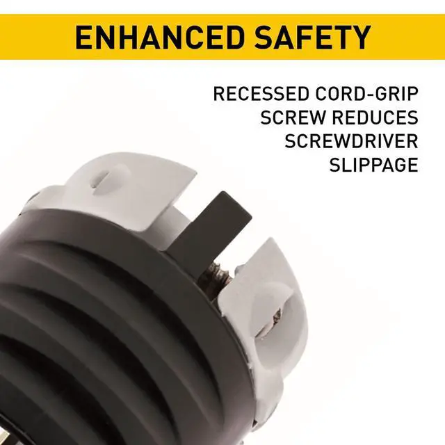 Alt view image 4 of 7 - Legrand PS5266XCCV4 15 Amp 125V Straight Blade Extra Hard Use Specification Grade Plug, NEMA 5-15P, Black/White (1 Count)