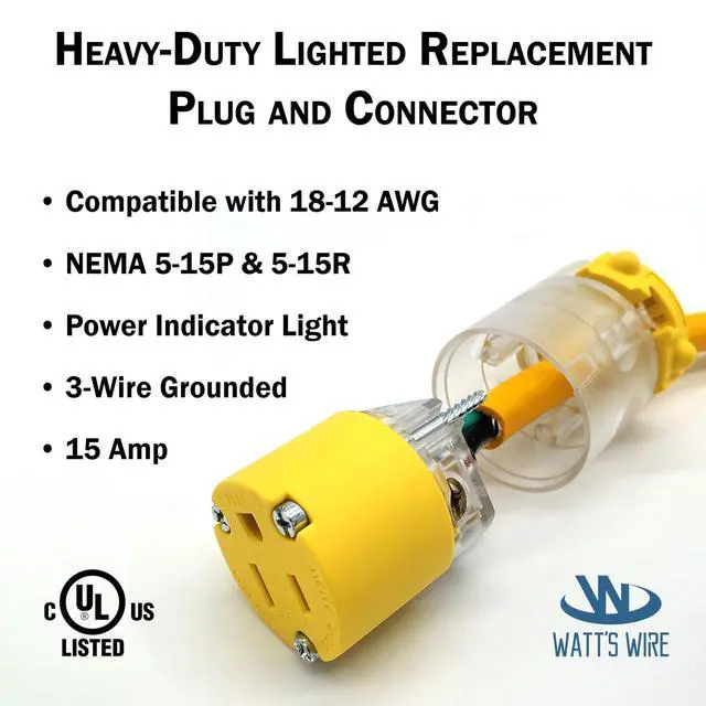 Alt view image 2 of 7 - Extension Cord Ends Male and Female 5 Set, 15 Amp 125 Volt NEMA 5-15 Heavy Duty Replacement Plug and Connector Set, UL Listed