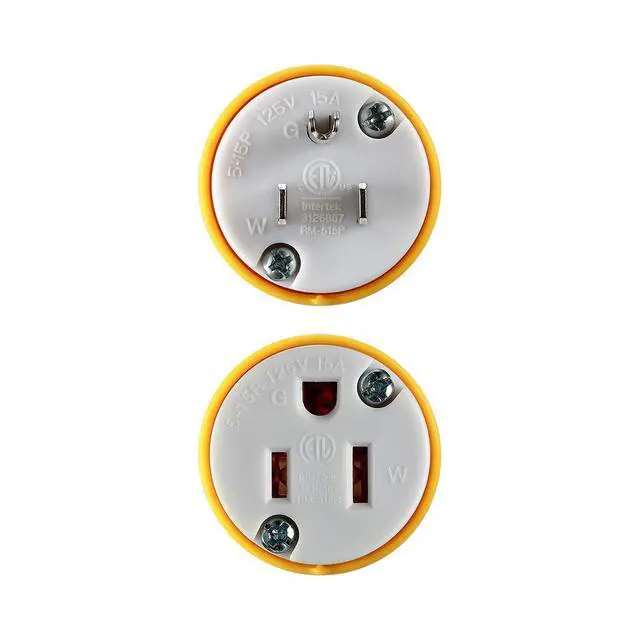 Alt view image 6 of 7 - Extension Cord Ends Male and Female, 15 Amp 125 Volt Heavy Duty Replacement Plug & Connector Set, Straight Blade Plugs Grounding Type/ETL Listed (5 Set)