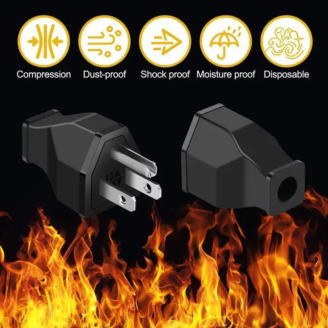 Alt view image 5 of 6 - 20 Pcs Extension Cord Plug Replacement Male Extension Cord Ends 125v 15a 2 Pole 3 Wire Male and Female Connector Straight Plug Replacement Compatible with Nema 5-15p 1875w