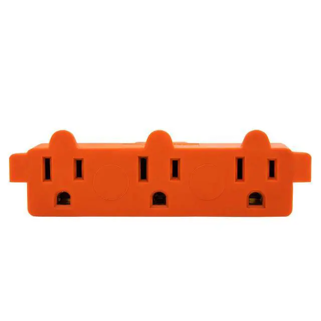 Alt view image 2 of 7 - Heavy Duty 3 Grounded Multi Outlet Adapter, Orange Wall Plug, 4 Pk