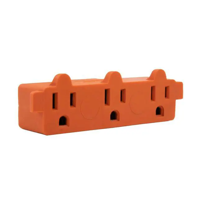Alt view image 3 of 7 - Heavy Duty 3 Grounded Multi Outlet Adapter, Orange Wall Plug, 4 Pk