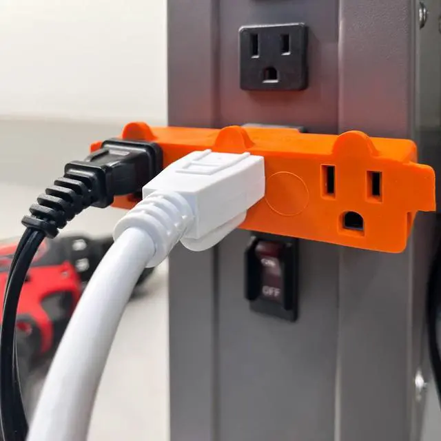 Alt view image 4 of 7 - Heavy Duty 3 Grounded Multi Outlet Adapter, Orange Wall Plug, 4 Pk