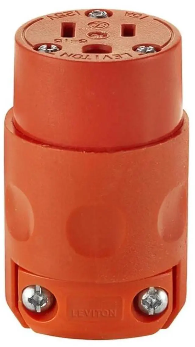 Main image of 15 Amp, 125 Volt, PVC Grounding Cord Outlet, 515CV-OR, Orange