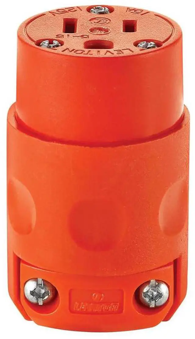 Alt view image 2 of 5 - 15 Amp, 125 Volt, PVC Grounding Cord Outlet, 515CV-OR, Orange