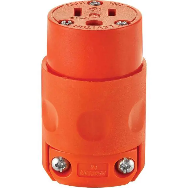 Alt view image 4 of 5 - 15 Amp, 125 Volt, PVC Grounding Cord Outlet, 515CV-OR, Orange