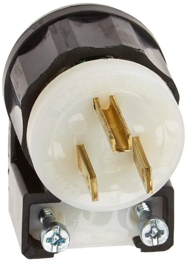 Main image of 15 Amp, 125 Volt, Angle Plug, Straight Blade, Industrial Grade, Grounding, 5266-CA, Black-White