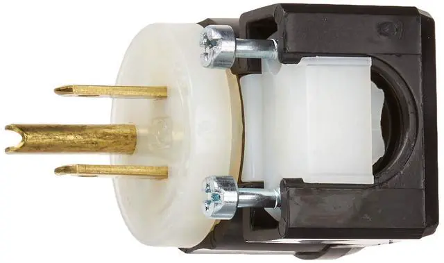 Alt view image 3 of 4 - 15 Amp, 125 Volt, Angle Plug, Straight Blade, Industrial Grade, Grounding, 5266-CA, Black-White