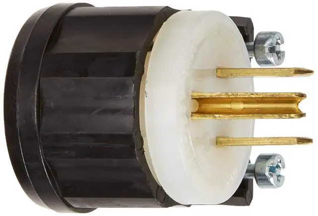 Alt view image 4 of 4 - 15 Amp, 125 Volt, Angle Plug, Straight Blade, Industrial Grade, Grounding, 5266-CA, Black-White